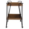 Jessica Rustic Industrial Style Textured Finish Metal Distressed Ash Wood Mobile Serving Bar Cart - Black & Brown - Baxton Studio - image 3 of 4