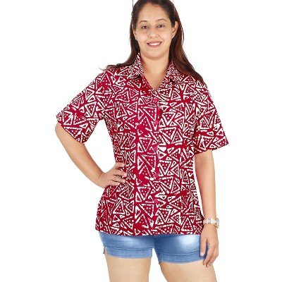HAPPY BAY Hawaiian Shirts Womens Casual Summer Beach Party Collared Blouses Button Up Short Sleeve Dress Shirts for Women
