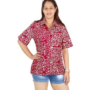 HAPPY BAY Hawaiian Shirts Womens Casual Summer Beach Party Collared Blouses Button Up Short Sleeve Dress Shirts for Women - 1 of 4