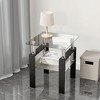 Lirago 2-Piece Tempered Clear Glass Sofa Table-2-Layer Storage End Table with Modern Waterfall Edge 17.71"Wx17.71"Lx20.47"H - 2 of 4