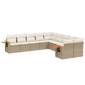 vidaXL Garden Sofa Set Beige PE rattan 10 Piece Modular - 1 of 4