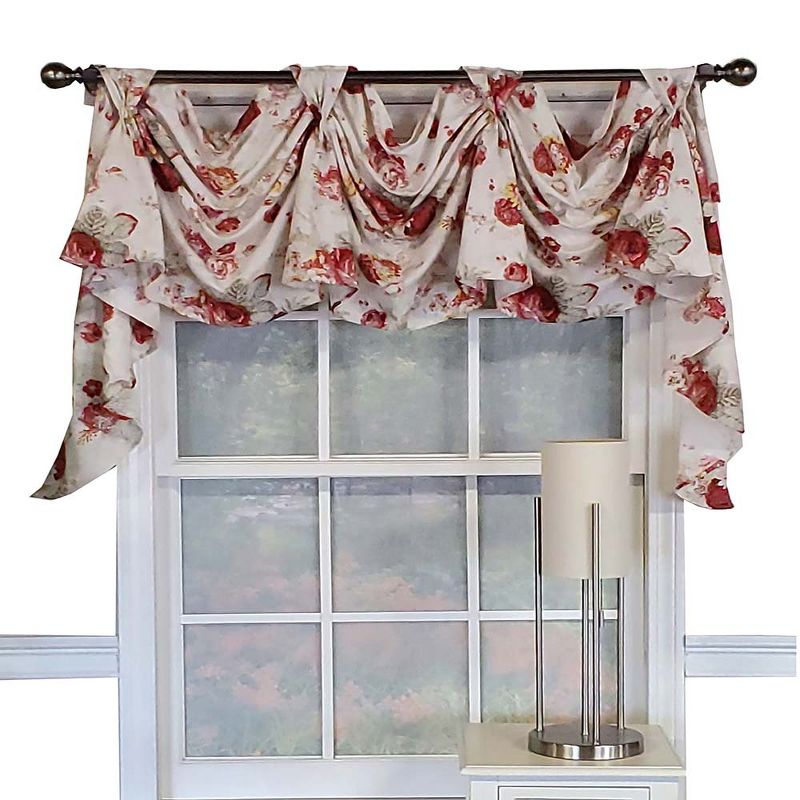 RLF Home Norfolk 3-Scoop Victory Swag Elegant Window Treatment Center 25" Tails 4" Top Tabs 50" x 18" Multicolor, 1 of 4