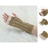 Unique Bargains Pair Women's Winter Lace Trim Fingerless Thumbhole Stretchy Knitted Gloves - 2 of 4