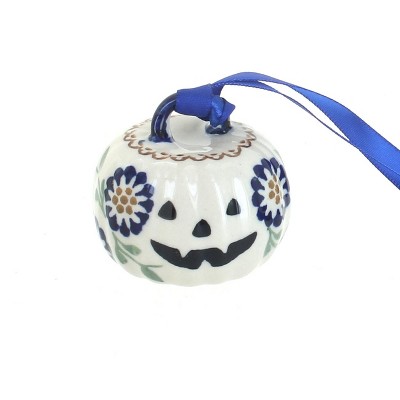 Blue Rose Polish Pottery Peach Blossom Pumpkin Ornament