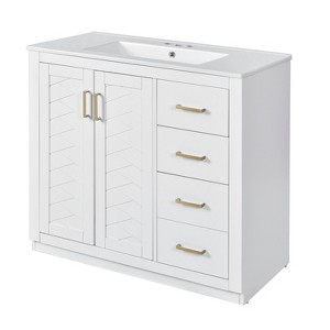 Dexmalle Unique Pattern 36''Solid Wood Frame Bathroom Storage Cabinet - 1 of 4