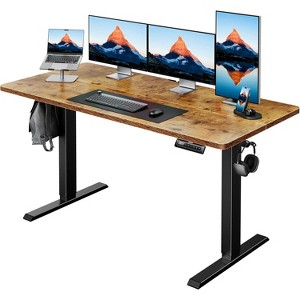 HUANUO 55"x24" Electric Standing Desk, Adjustable Height, 4 Memory Settings, Headphone Hook for Home Office, Vintage Brown - 1 of 4