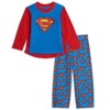 DC Comics Justice League Superman Batman Pajama Shirt and Pants Detachable Cape Sleep Set Little Kid to Big Kid - 2 of 4