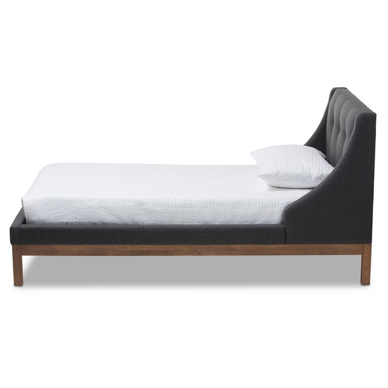 Louvain Modern and Contemporary Fabric Upholstered Walnut - Finished Platform Bed Dark Gray - Baxton Studio, 3 of 10