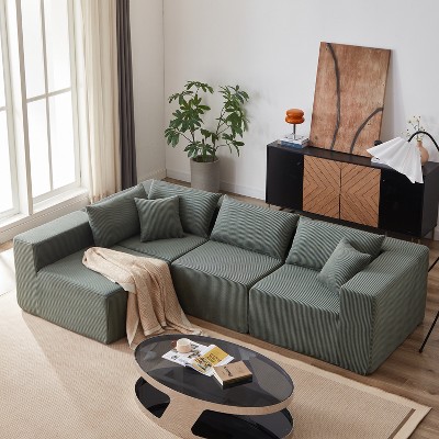 NicBex Couches for Living Room Modular L-Shaped Sectional Sofa Luxury Floor Couch Chenille Fabric Upholstered Sofa, 5 PC Free Combination