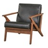 Buylateral Bianca Mid Century Modern Solid Wood Accent Chair Faux Leather - 2 of 4