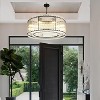 TOBILI 37" Modern Black Round Chandelier,2-Tier 8-Light Water Ripple Crystal Glass Chandeliers,for Dining Room,Living Room,Luxury Chandelier - 3 of 4