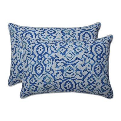 2pc Outdoor/Indoor Oversized Rectangular Throw Pillow Set Dobran Ocean Blue - Pillow Perfect