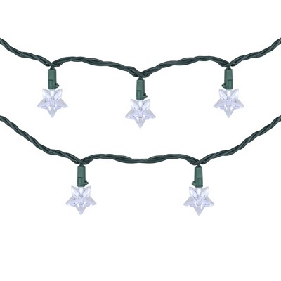 Northlight 10-Count Pure White LED Star Christmas Light Set, 4ft Green Wire