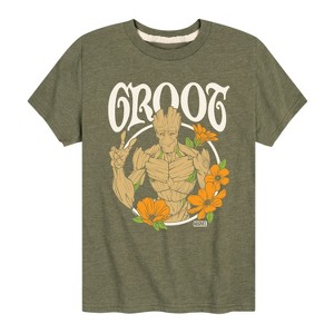 Boys' - Marvel - Guardians of the Galaxy Groot Peace Flowers Short Sleeve Graphic T-Shirt - 1 of 4