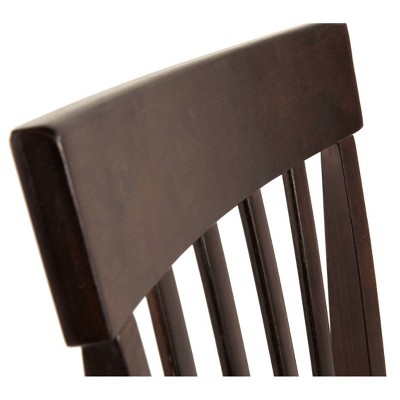 Transitional Dark Brown Leather Upholstered Side Chair with Wood Slat