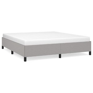 vidaXL King Bed Frame, Fabric Upholstered Platform Bed Frame, Light Gray, No Mattress - 1 of 4