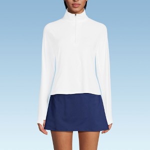 Lands' End Women's Long Sleeve Rash Guard Cover-up UPF 50 - 1 of 4