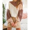 Women's Round Neck Color Block Knit Sweater - Vine & Love - 4 of 4