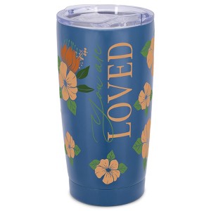 Elanze Designs 20 oz Stainless Steel On the Go Insulated Travel Tumbler With Push Top Lid, You Are Loved Blue - 1 of 4