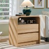 SinCiDo Set of 2 Nightstands, 25" Tall Modern Wood Bedside Table w/2 Drawers & Charging Station, Curved Profile, for Bedroom, Living Room - 2 of 4