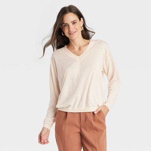 Women's Fine Gauge V-Neck Pullover Sweater - A New Day™ - 1 of 3
