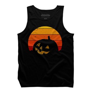 Men's Design By Humans Vintage Retro Sunset Halloween Pumpkin I By lemonpepper Tank Top - 1 of 4