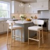 Aurea Barstools Set of 2 – Light Gray Fabric Seat 39.8" H, Powder-Coated Steel with Ergonomic Footrest by Zuo Modern - 2 of 4