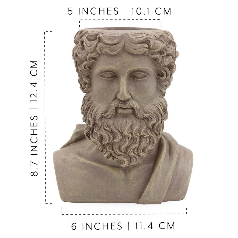 Esterno Greek God Zeus Planter Pot; Garden Decor Statue Head Planter, 3 of 9