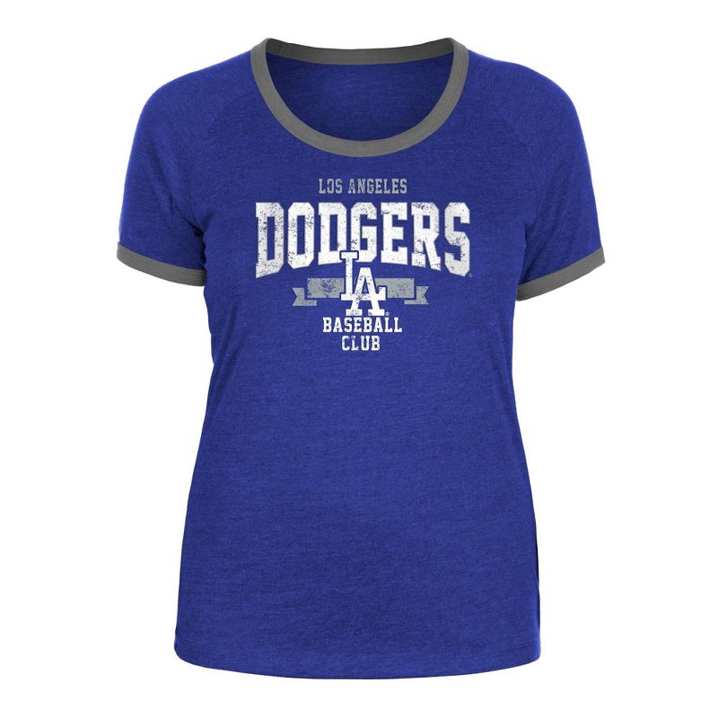 MLB Los Angeles Dodgers Women&#39;s Heather Bi-Blend Ringer T-Shirt, 1 of 7