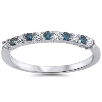 Pompeii3 1/4ct Blue & White Diamond Anniversary Ring 14K White Gold