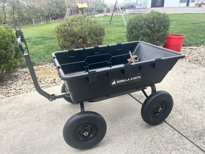 Gorilla Carts Heavy Duty Poly Yard Dump Cart Garden Wagon with 16 Inch  Tires, 1 Piece - Baker's