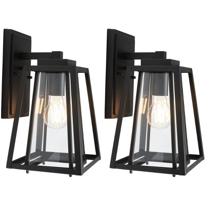 Rydler Black Trapezoid Outdoor Wall Sconce Set of 2