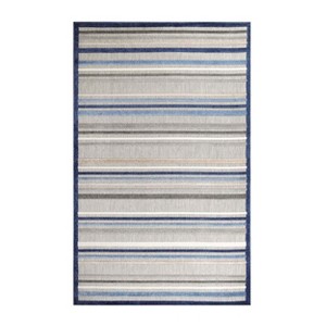 Coastal Geometric Casual Stripe Indoor Outdoor Runner or Area Rug by Blue Nile Mills - 1 of 4