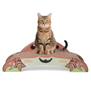 Sandinrayli Crab-Shape Cat Scratcher, Corrugated Cardboard Cat Scratch Bed Lounge, Durable 2-Side Curved Cat Scratching Pad - 1 of 4