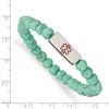 Chisel Stainless Steel with Red Enamel Medical ID 6.5mm Turquoise Glass Beaded Stretch Bracelet - 3 of 4