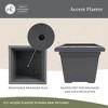 The HC Companies 15.5" Accent Square Plant Pot w/ Drainage, Classic Planters for Indoor & Outdoors Plants, Lightweight & Resists Sun Fading, Warm Gray - 4 of 4
