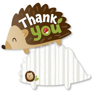 Big Dot of Happiness Forest Hedgehogs - Shaped Thank You Cards - Woodland Birthday Party or Baby Shower Thank You Note Cards with Envelopes - 12 Ct - 1 of 4