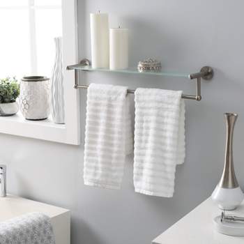 Glass Shelf with Towel Bar Gray - Organize It All