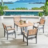 Square Planked Wood Outdoor Dining Set 4 Chair & Table Patio Furniture - 2 of 4