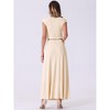 Allegra K Women's Two Piece Ribbed Knit Crew Neck Short Sleeve Cropped Top and Elastic Waist A-Line Midi Skirt Set - 4 of 4