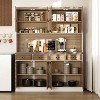 FUFU&GAGA Brown Kitchen Buffet Hutch Freestanding Storage Pantry Cabinet - 2 of 4