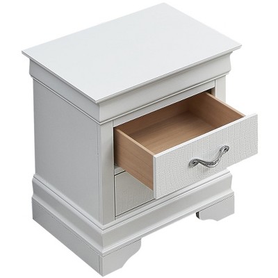 Lorana Silver 2-Drawer Nightstand with Embossed Veneers