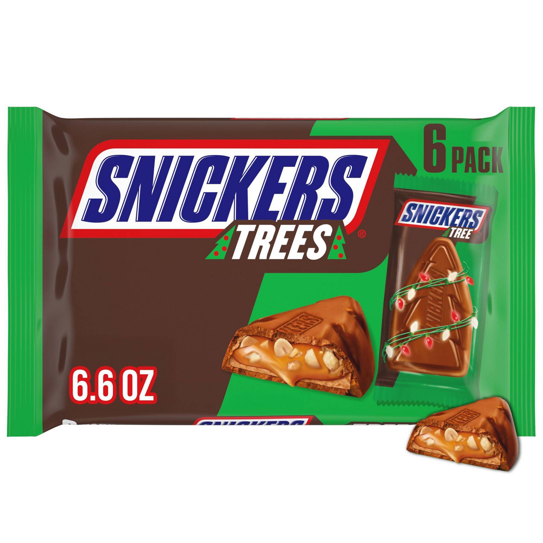 Snickers Christmas Trees Individually Wrapped Chocolate Candy Bars - 6.6oz/6ct