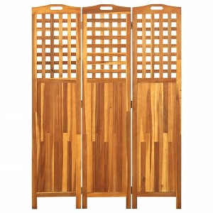 vidaXL 3-Panel Room Divider 47.6"x0.8"x66.9" Solid Acacia Wood - 1 of 4