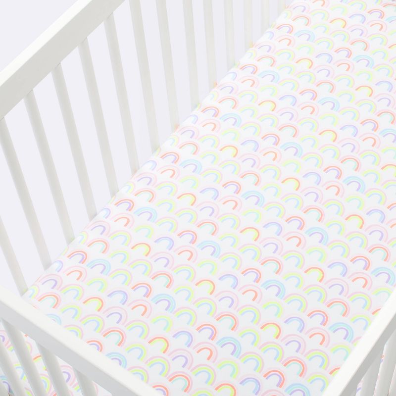 Fitted Crib Sheet Rainbows - Cloud Island&#8482; - White, 4 of 8