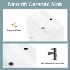 Gulches 20 in 3 in Undermount Rectangular Bathroom Sink in White MDF Ceramic with Diamond Pattern Door Gold Handle Side Shelves Towel Bar - 4 of 4