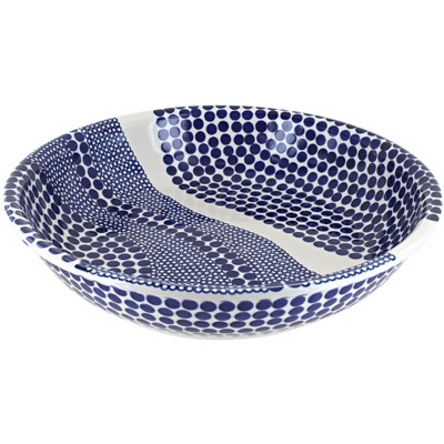 Blue Rose Polish Pottery 1253 Zaklady Large Shallow Serving Bowl