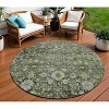 Green And Olive Green Oriental Washable Indoor Outdoor Area Rug - 2 of 4