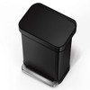 simplehuman 45L Rectangular Step Kitchen Trash Can with Liner Pocket, Matte Black Stainless Steel - image 3 of 4