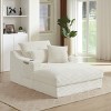 Pexfix 47" Chaise Lounge Chair Fluffy Corduroy Boneless Sleeper Sofa Couch with Cupholders and 3 Throw Pillows for Living Room Bedroom & Office White - 3 of 4